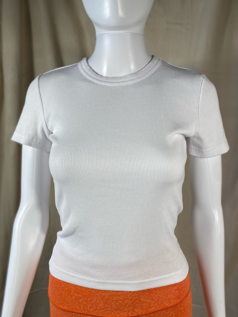 Zara White Ribbed Fitted Baby Tee